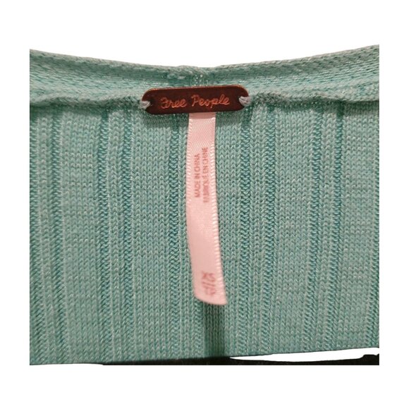 Free People Skinny Mini Duster Cardigan Oversized XS to M Aqua Blue - Picture 8 of 8